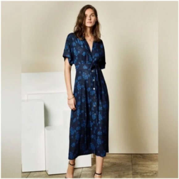 Equipment Femme Nauman A-Line Floral Kimono Midi Dress Size 0 - Picture 1 of 11